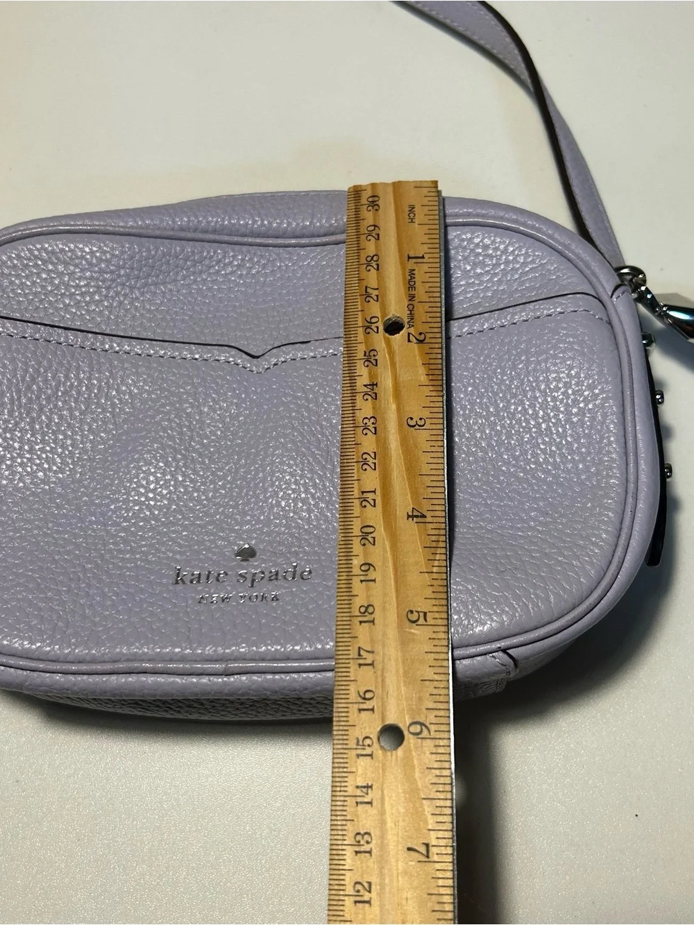 Kate Spade Kourtney Lavender Pebbled Crossbody Tassel Bag Silver Zip Top